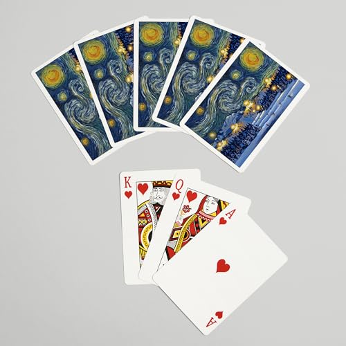 Baraja Starry Night para adultos, 52 cartas tamaño póker miniatura 7