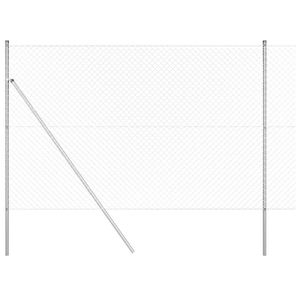Steel Garden Fence Posts Silver 10 x 1.6 m, 40 x 40 mm Mesh Outdoor Boundary Kit for Patio Terrace Yard, Weatherproof Corrosion Resistant Easy Install