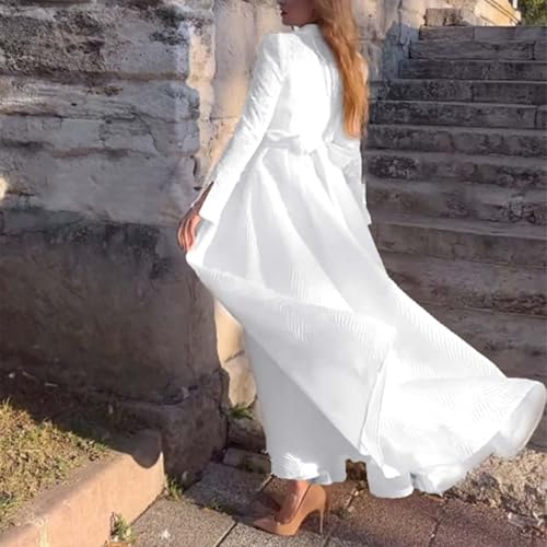 Robe de soirée longue en dentelle à paillettes et col en V