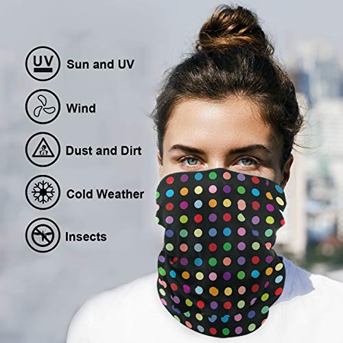 Visesunny Seamless Bandana Neck Gaiter Coloful Polka Dot Headband Headwear Sports Tube Uv Scarf For Workout Yoga Running Hiking Riding #TOP2