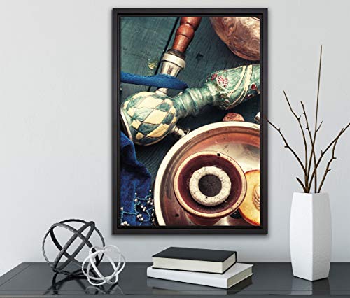 Pixxprint Orientalische Shisha Aprikose Leinwandbild 100x70 cm im Bilderahmen/Wandbild/Schattenfugenrahmen/Kein Poster – Bild 4