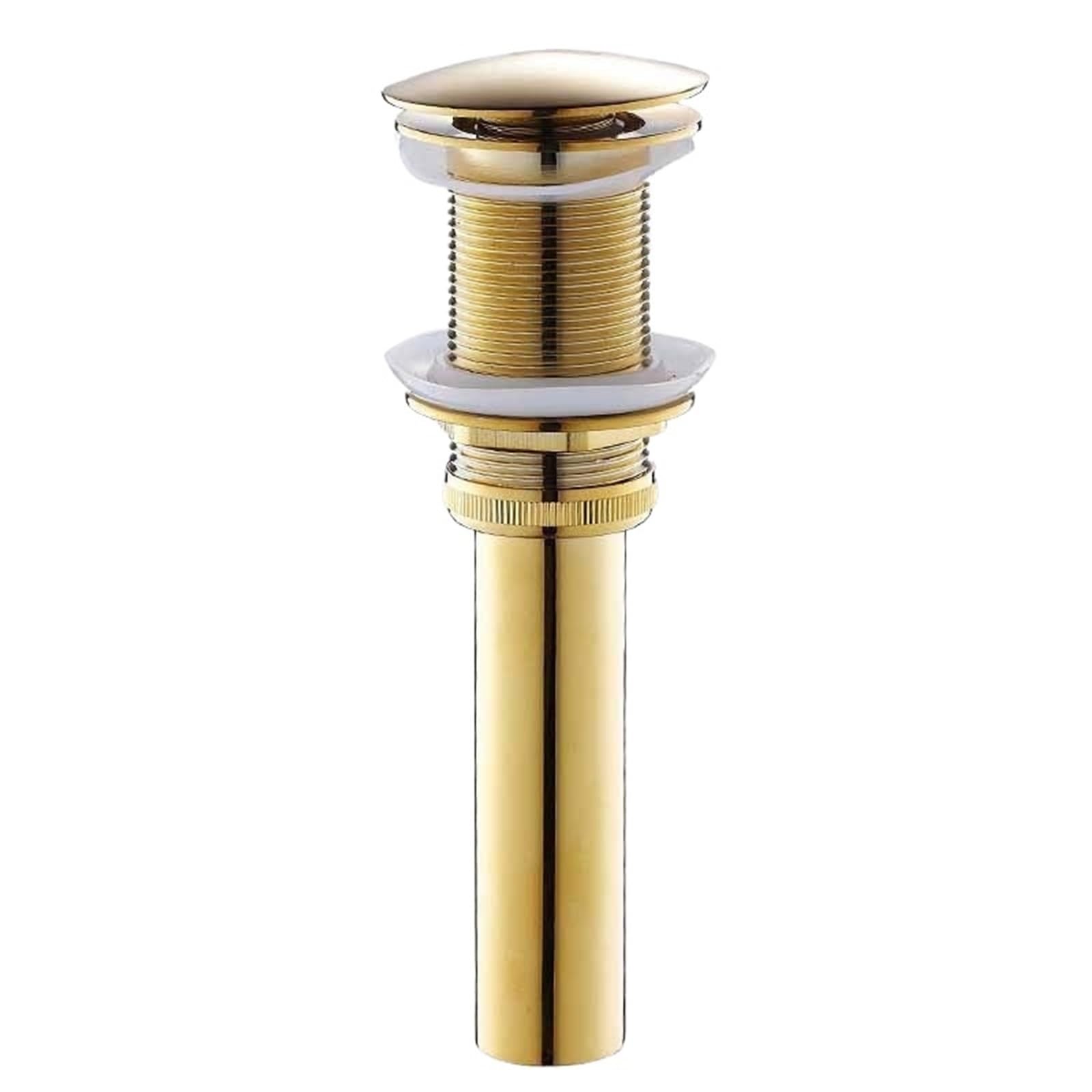 Bathroom Basin Sink Drain Stopper Kit Brass Bottle Trap Pop Up with Waste Pipe Para Fregaderos(Gold no hole)