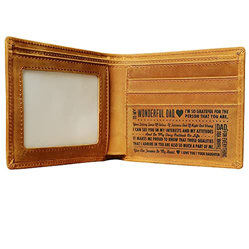 Mens Wallets To Dad,Daughter to Dad Biford Leather Wallets,Engraved Wallets for Men for Father's day gift