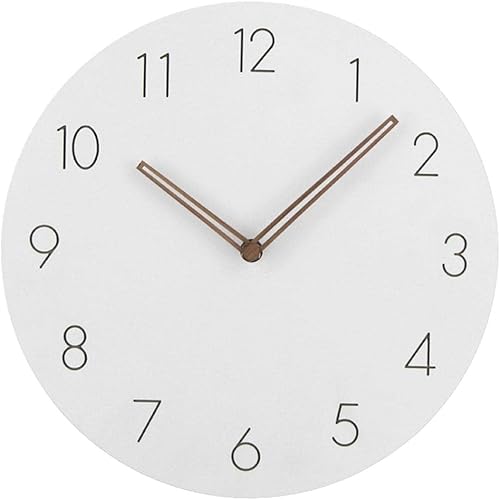 Reloj de pared de madera de 11 pulgadas, silencioso, moderno, con pilas, para decoración de cocina, dormitorio, color blanco