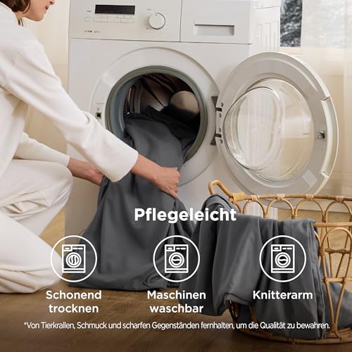 BEDSURE Bettwäsche 135x200 4teilig Anthrazit - 2 Bettbezüge 135x200 cm + 2 Kissenbezüge 80X80 cm, ÖKO-TEX Bettwäsche-Sets Grau Polyester Mikrofaser mit Reißverschluss