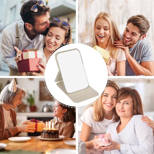 Reisespiegel,Faltbarer Spiegel mit Kortikale Schale,Taschenspiegel,Schminkspiegel Kinder,Spiegel Klein,Tragbarer Super HD Spiegels,Ultradünn und Langlebig Spiegels,für Zuhause,Reisenutzung (Beige)
