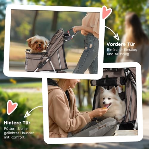 PawHut Hundewagen Hundebuggy Buggy Hunde Katzen Pet Stroller Hunde Buggy Kaffeebraun