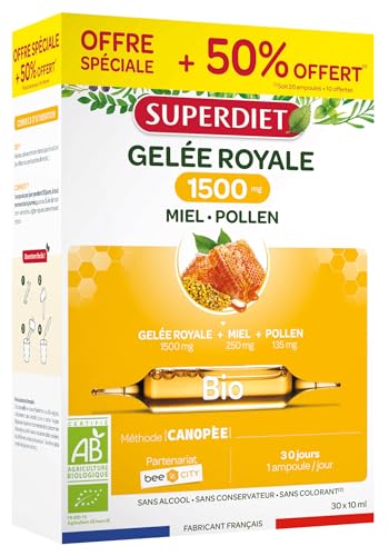 SUPERDIET-GELÉE ROYALE 1500MG BIO- Gelée royale,...