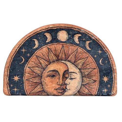 Semi Round Boho Bathmat Sun and Moon Fun Bath Mat