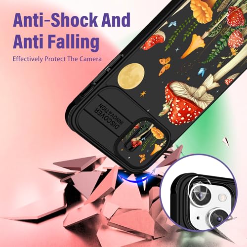 Image of Funermei (2in1 for iPhone 15 Case for Women Girls Cute Phone Cover Butterfly Moon Girly Pretty Teens Mushroom Kawaii Aesthetic Design with Camera Cover Funda for Apple for iPhone 15 Cases