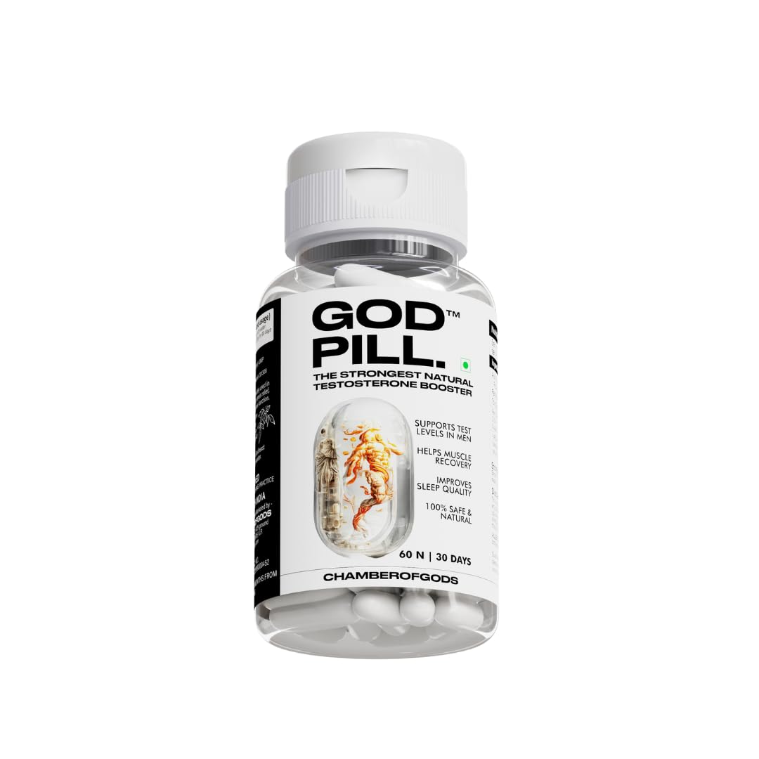 GODPILL Supplement for Men | Special Blend with Ashwagandha, Eurycoma Longifolia & Fadogia Agrestis | Supports Performance, Stamina & Strength, 60 Veg Capsules (Pack of 1)