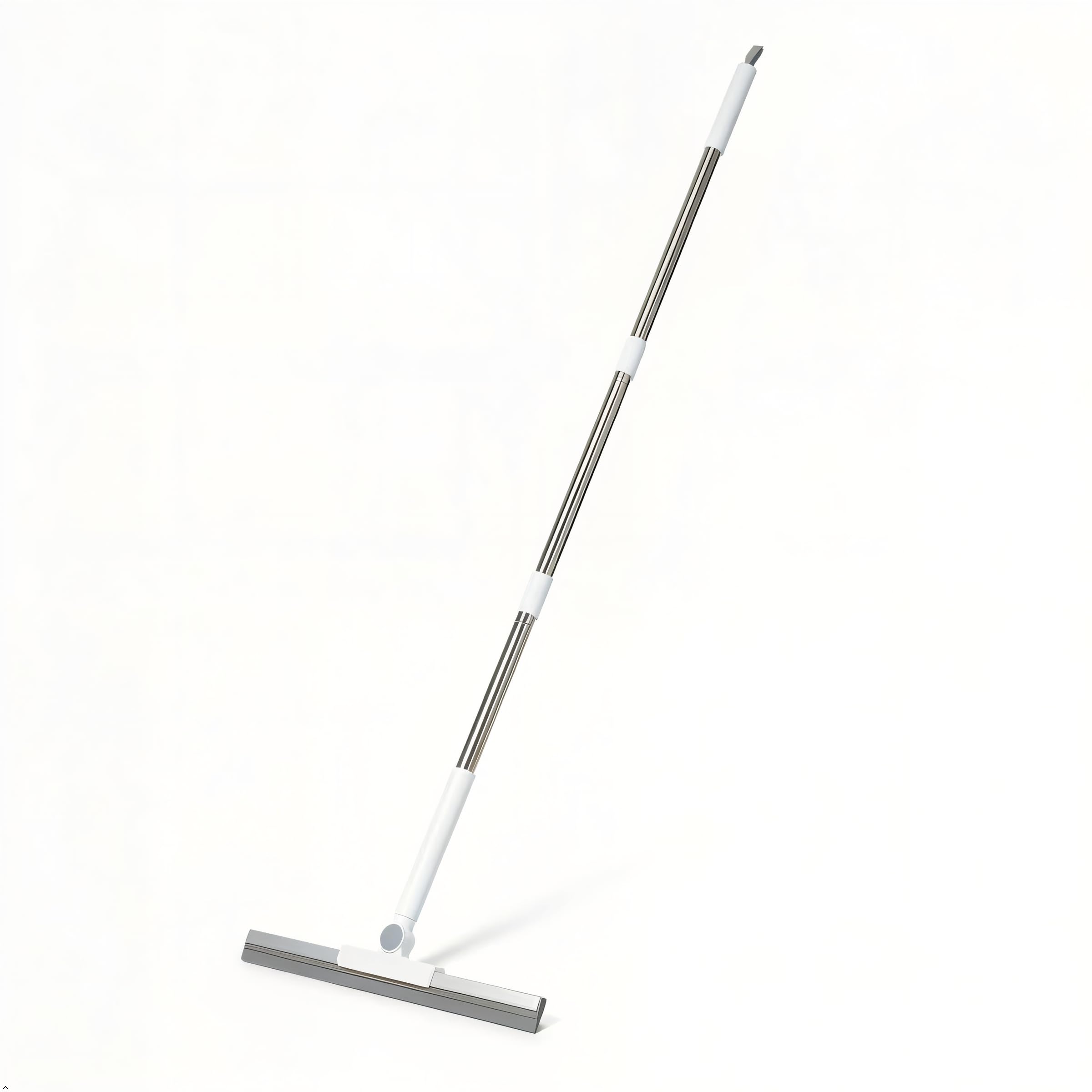 SUIXI Abzieher Boden & Dusche mit 42cm Silikonlippe, 137cm Duschabzieher Langer Stiel, Entfernt Wasser, Tierhaare und Seifenwasser, Wasserschieber für Badezimmerböden, Fenster, Spiegel (Weiß 42CM)