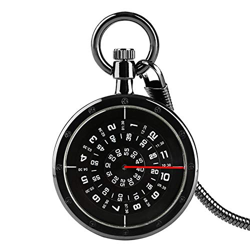 Taschenuhr,Retro Black Steampunk Open Face Plattenspieler Design Quarz Taschenuhr Fob Anhänger Uhr Geschenke für Männer Frauen Schwarz