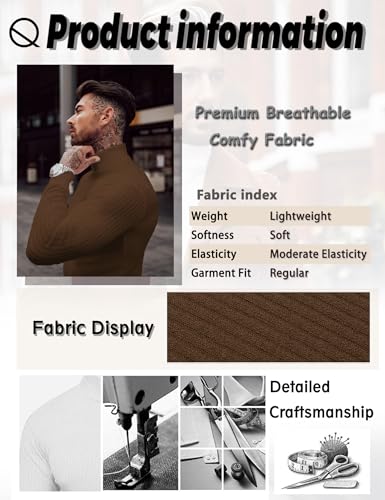 JoZorro Mens Mock Neck T Shirts Pullover High Neck Turtleneck Premium Cotton Long Sleeve Sweaters for Men3