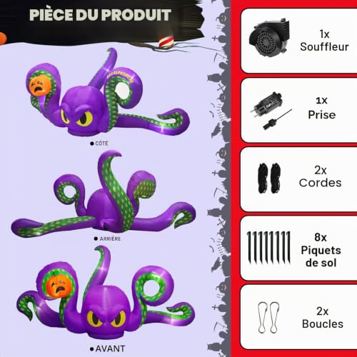 Pieuvre gonflable Halloween de 360cm pour décorer un grand espace extérieur sans effort - 5