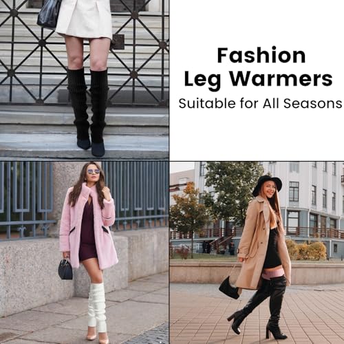 Image of Clothirily Leg Warmers - 2 Pairs Knit Leg Warmers for Women 80s Fashion Long Socks for Sports Party Yoga Winter Accessories