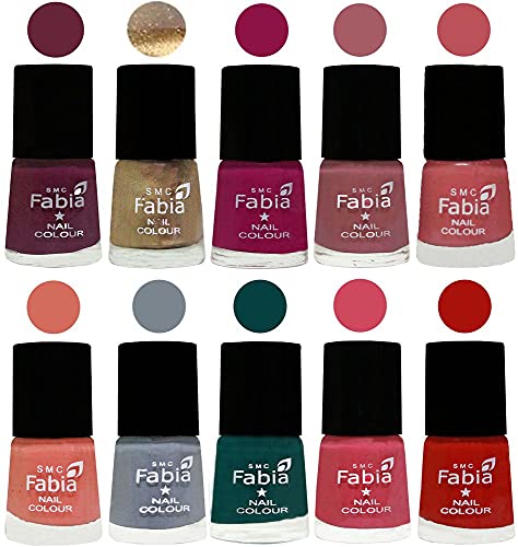Image of ALL IN ONE (PACK OF 10), Long Lasting Glossy Nail Polish, 6 ml Each, All Vibrant Colours,01898