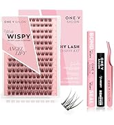 One V Salon DIY Individual Lash Extension Kit 4-Pack, Includes 154 Pc Miss Wispy Lash Clusters(An...