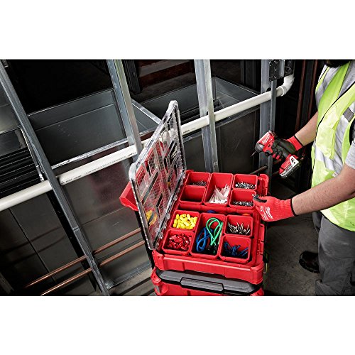 Milwaukee PACKOUT 11-Compartment Small Parts Organizer, Versatile and Durable Modular Storage Syatem, Impact Resistant and Weather Sealed with Heavy Duty Latches and Reinforced Hinge