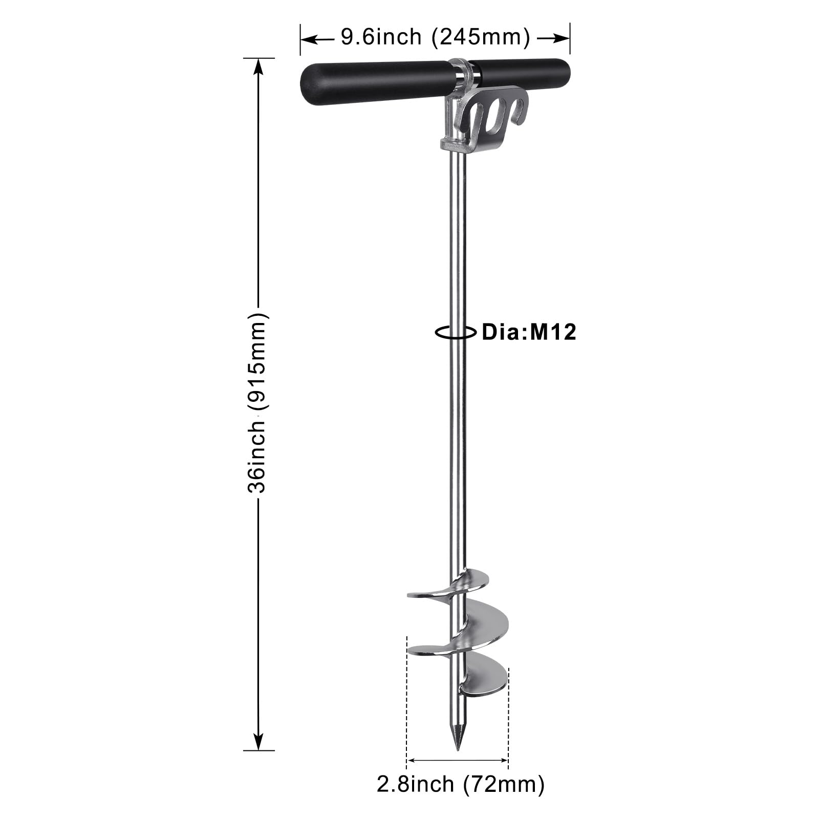 Dolibest Ancoraggio a sabbia per barche in acciaio inossidabile 304, 91,4 cm, completamente saldato, a vite, con manico a T, per barche a motore, kayak, canoe, ancoraggio portatile da spiaggia per