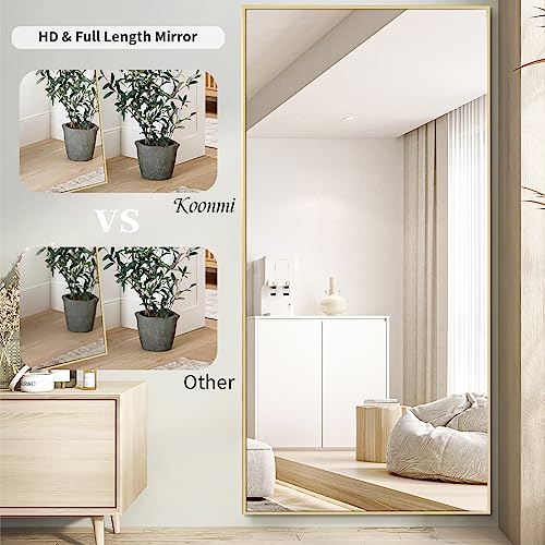 Koonmi 76"x34" Mirror Full Length, Gold Oversized Full Length Mirror with Stand, Large Gold Mirror for Bedroom Living Room, Leaning, Standing or Hanging Horizontally/Vertically