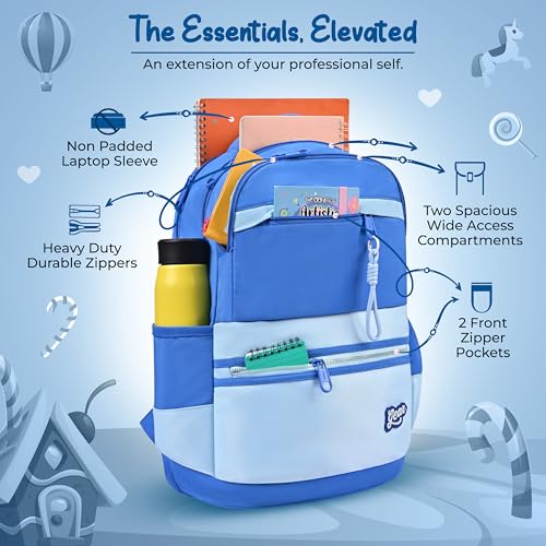 Image of Gear Delight 18 inch /30L Large Water Resistant School Bag | Casual Backpack | Daypack | Travel Backpack | Kids Bag for Boys /Girls (Blue - Blue)
