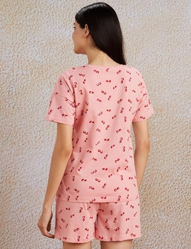 Image of Amazon Brand - Symbol Women's Cotton T-Shirt and Shorts Night Suit | Two Piece Set | Regular Fit (Available in Plus Sizes)