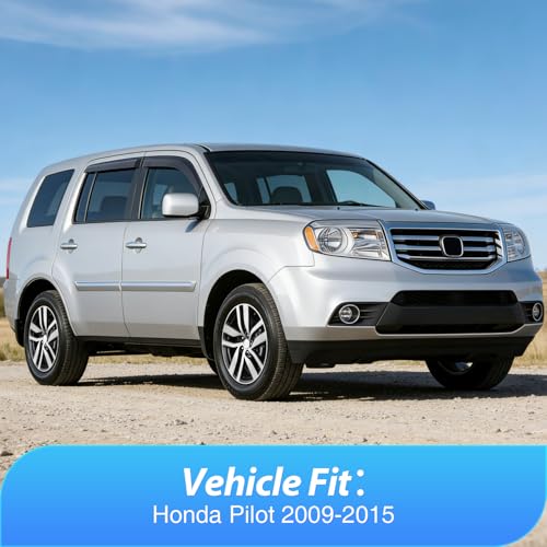 Image of Nilight Outside-Mount Window Rain Guards for Honda Pilot 2009-2015, 4PCS | Tape on Window Visors Helps Vent Fresh Air in Rainy Weather, Honda Pilot 2009 2010 2011 2012 2013 2014 2015, Smoke Tinted