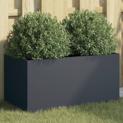 IKAYAA Jardinera Alto de Acero Inoxidable, Macetero Grande Exterior, Maceta Alta Exterior y Terraza, Maceta Grande, Jardinera Alta Acero/Antracita 62 x 30 x 29 cm