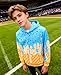 RAISEVERN Boys Hoodies Kids Ice Cream Graphics Sweatshirts with Pocket Size 8-11 Girls Yellow Blue Fashion Baseball Pullover Clothes