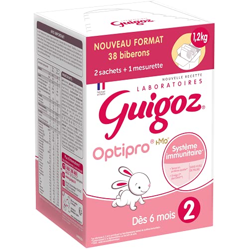 GUIGOZ 2 OPTIPRO - 6 个月以上 - 6 至 12 个月 2 岁婴儿奶粉 - 盒装（2 袋 600 克）