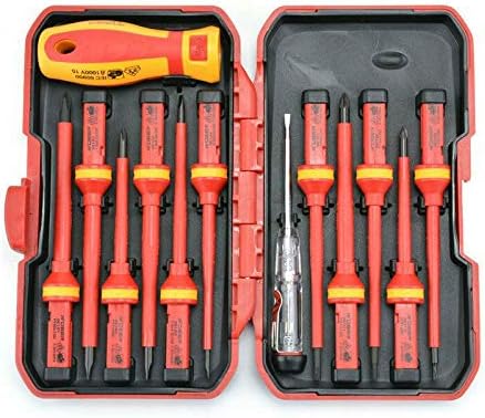 Electricians Screwdriver Set BE-TOOL 1000V Screwdrivers Insulated VDE PH PZ SL TX Interchangeable Screwdrivers for Repairing (Pack of 13)
