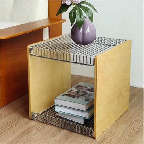 Side Table with Wood Desktop and Metal Frame End Table
