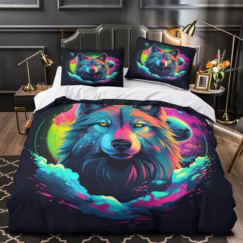 Parure de lit loup housse de couette anti-transpensation microfibre douce lit double 200x200 - 2