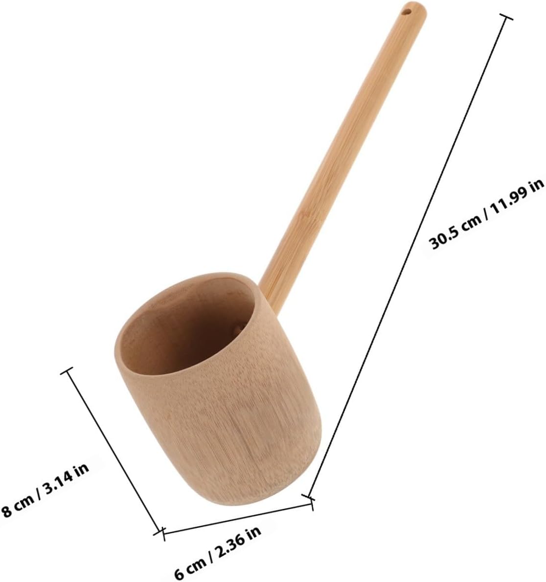 Water Ladle with Long Handle, Multifunctional Kitchen and Outdoor Camping Washing Spoon for Vegetables and Flour, Simple Elegant Rustic Design, Beige