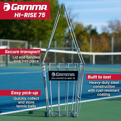 Panier de balles de tennis robuste Gamma 75 balles construction acier durable - 2
