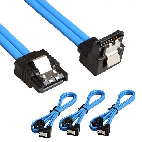 Relper-Lineso 3 Pack 90 Degree Right-Angle SATA III Cable 6.0 Gbps with Locking Latch 18Inch (3X Sata Cable Blue)