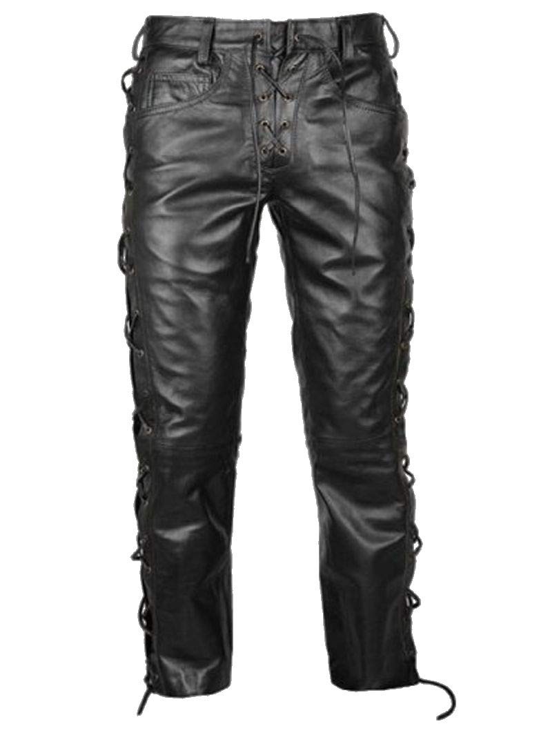 LE CRAZEMen's Leather Pant Genuine Lambskin Slim fit Leather Casual Trouser Pants MP01