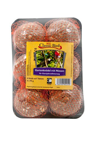 16er Pack Classic Bird Garten Nussknödel 6 Stück auf Tablett