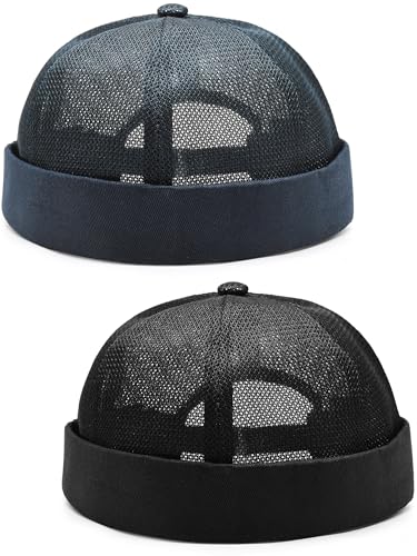 Casquette docker réglable maille aérée bonnet miki sans bord avec revers
