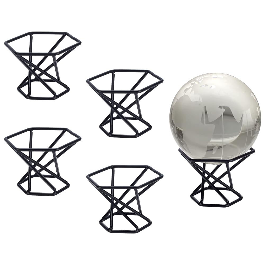FINGERINSPIRE 5Pcs Support de Présentation de Boule de Cristal Hexagonal en Fer 53.5X60X40.5mm Support de Présentation Métal Noir Base de Boule de Verre Divination Photographie Base de Boule Lentille
