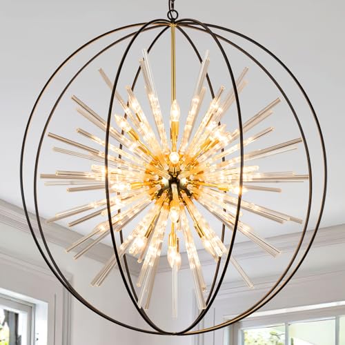 Image of Vezzio Extra Large Black and Gold Chandeliers for High Ceiling Foyer