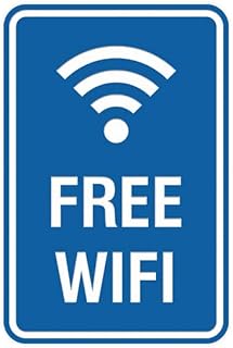 Signs ByLITA Portrait Round Free WiFi Sign with Adhesive Tape, Mounts On Any Surface, Weather Resistant, Indoor/Outdoor Use (Blue) - Large