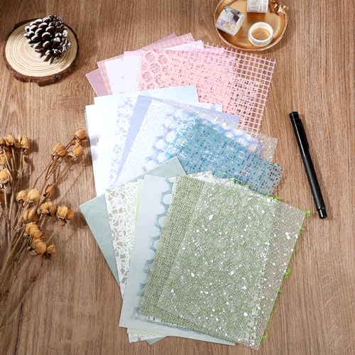 Jeffdad 45Pcs Scrapbook Textured Paper, A5 Size Craft Scrapbooking Paper Mix Mesh Fabric Mulberry Paper for Scrapbooking, Junk Journals, Journaling Supplies, DIY Paper Craft Supp(Type Two) - Image 4