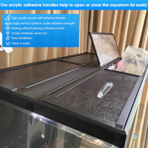 Image of NestBasics 6pcs Aquarium lid Hinge Acrylic Fish Tank Glass Canopy Handle Fish Tank Hood top Cover Replacement Double Tape Pull Handle