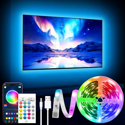 GIPOYENT Éclairage LED pour TV 40-65 Pouces - Bande Lumineuse RGB 13,1ft avec Fonction Bluetooth pour Home Cinéma