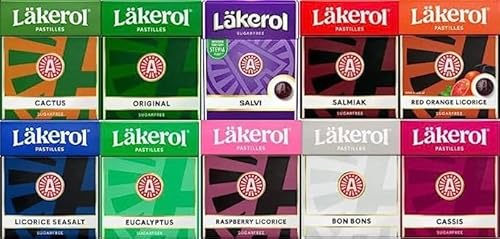 Läkerol (Lakerol) Mix Set 50 boxes x 25g - Pick Any 50 packs from many flavors Swedish - Sugar Free - Salmiak - Licorice - Pastilles - Dragees - Candies - Sweets