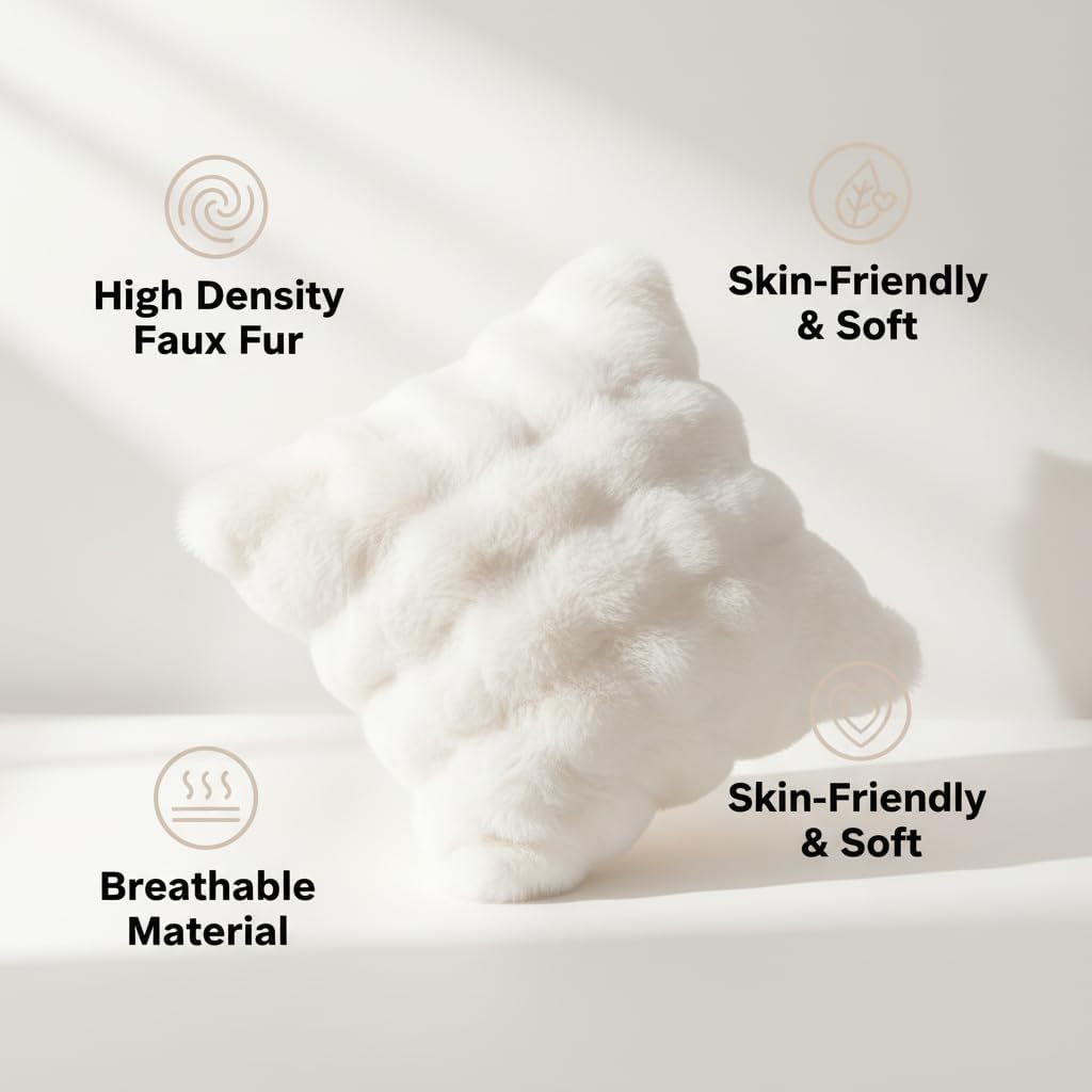 Neelvin Gray Faux Fur Pillow Covers Set of 2, Luxury Soft Fluffy Throw Pillow Covers for Couch, Fuzzy Decorative Plaid Plush Cushion Cases for Living Room Sofa Bedroom Decor