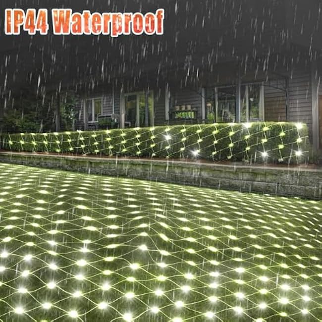 Christmas Net Lights Outdoor Mesh Lights 200 LED Net Mesh String Lights Plug in 9.8ft x 6.6ft Fairy Lights W/8 Modes Waterproof Lights for bushes,shrubs,Indoor,Christmas Tree,Halloween Decorations