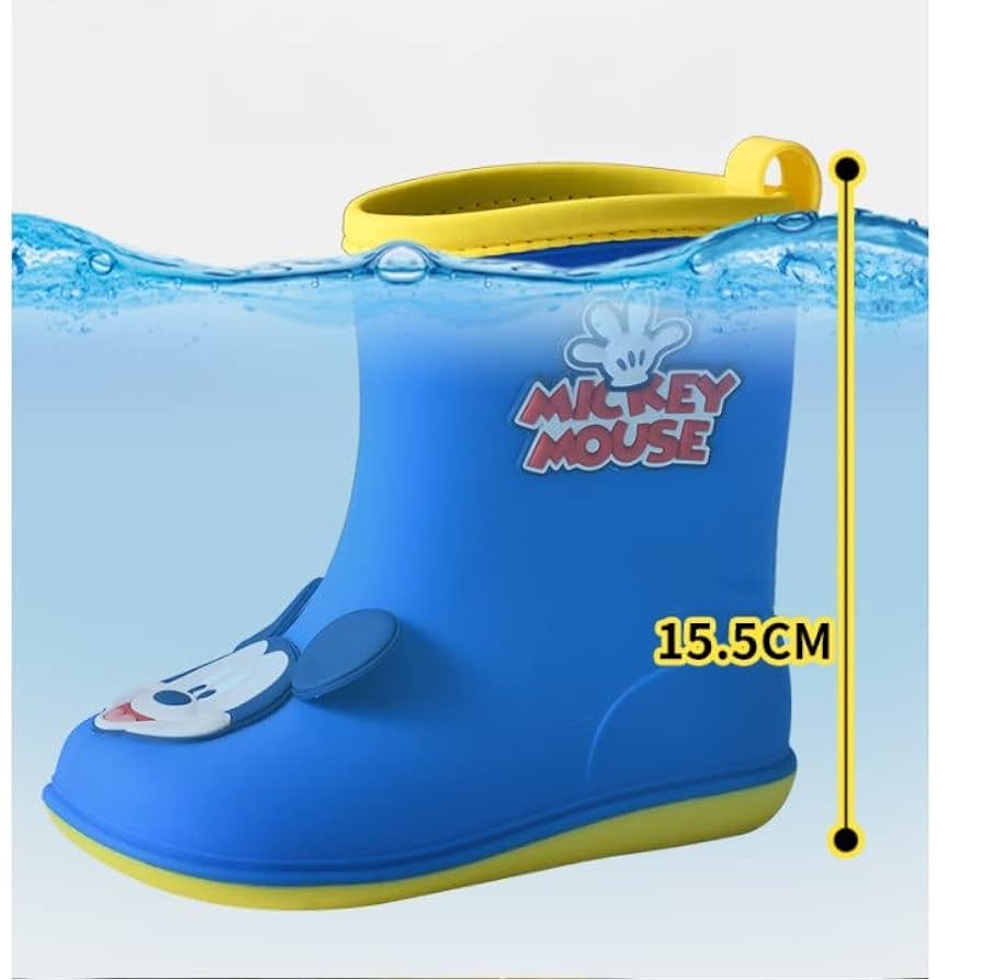 さと　ミニーマウス 長靴 子供用 黒と赤 長靴 キッズ 子供 16cm ローカット かわいい キャラクター